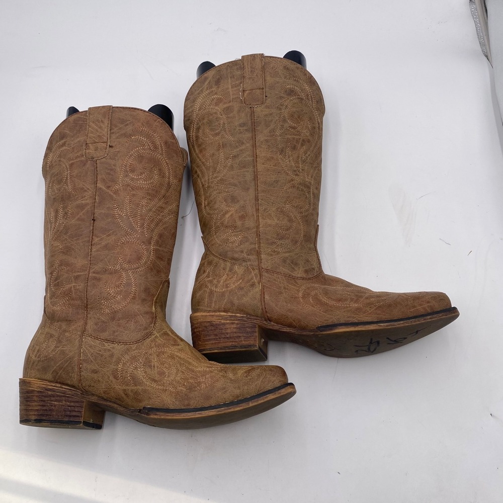 Roper 09-021-1566-2024 Western Cowboy Boots Women 9 Brown Embroidered Point Toe - Picture 8 of 13